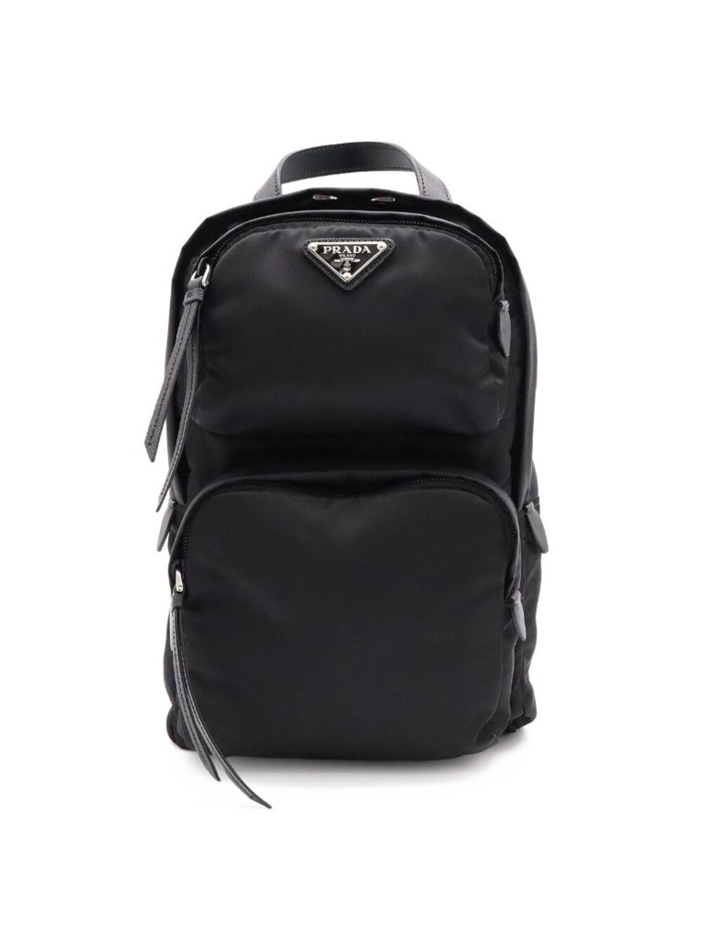 Prada Triangle Logo Belt Bag Crossbody Nylon Leather Nero Black